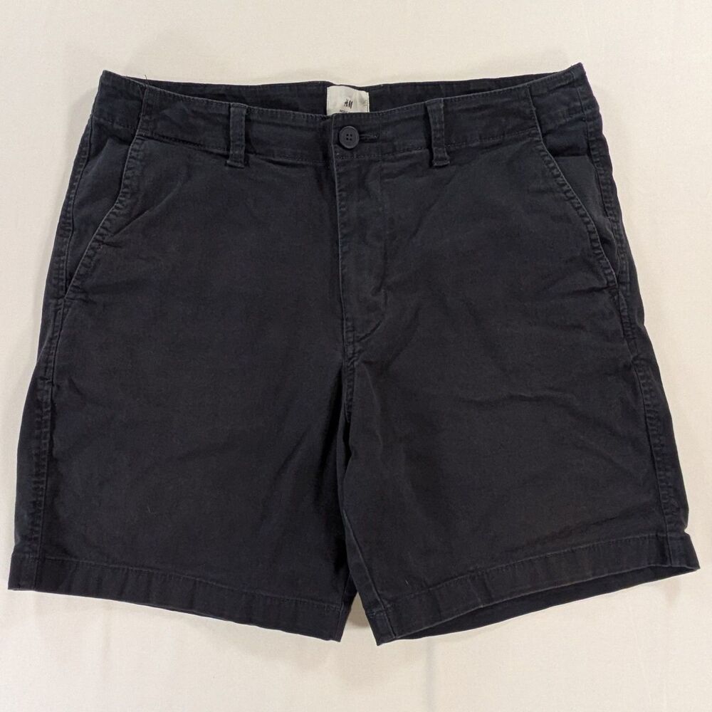 H&M Mens Black Chino Shorts Regular Fit Waist 32